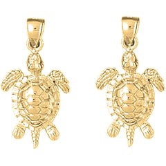 14K or 18K Gold 30mm Turtles Earrings