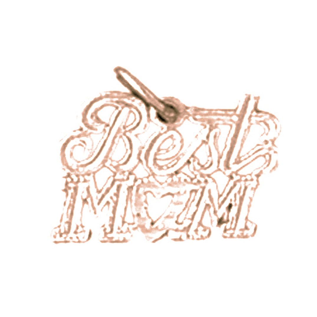 14K or 18K Yellow Gold 11mm Best Mom Pendant