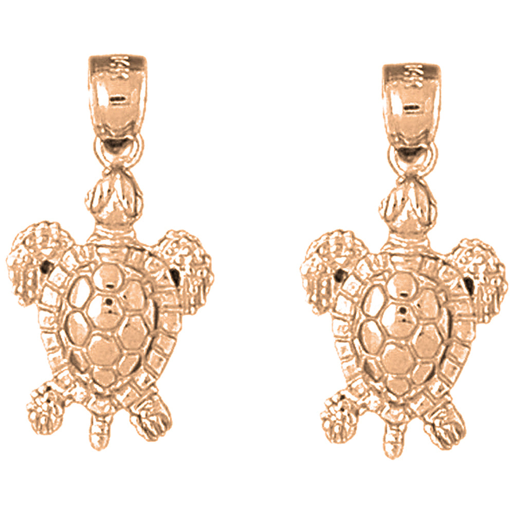 14K or 18K Gold 27mm Turtles Earrings