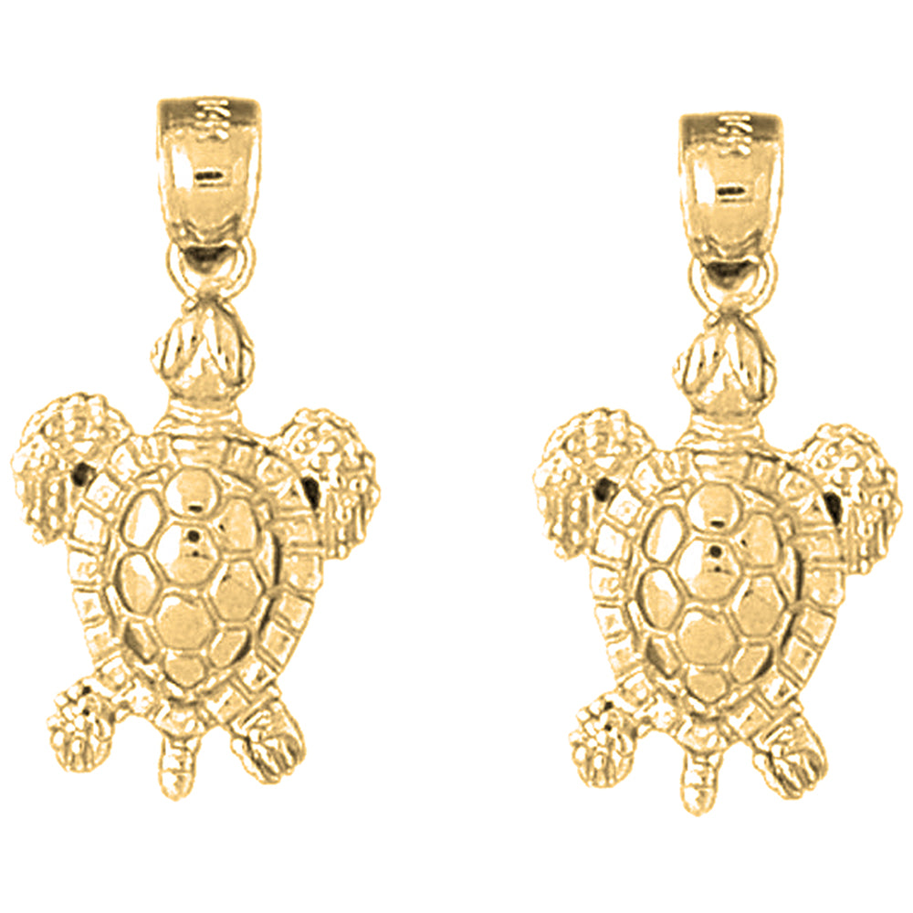 14K or 18K Gold 27mm Turtles Earrings