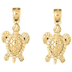 14K or 18K Gold 27mm Turtles Earrings