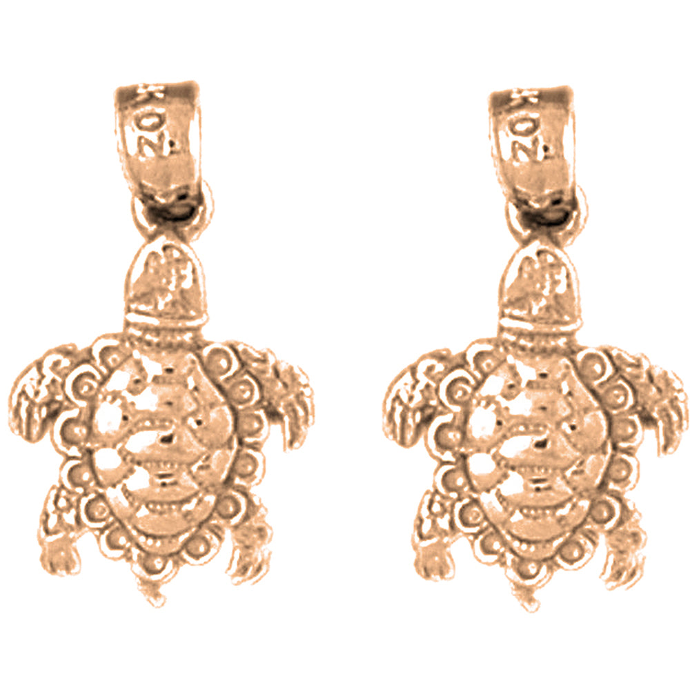 14K or 18K Gold 22mm Turtles 3D Earrings