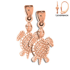 14K oder 18K Gold 25mm Schildkröten Ohrringe