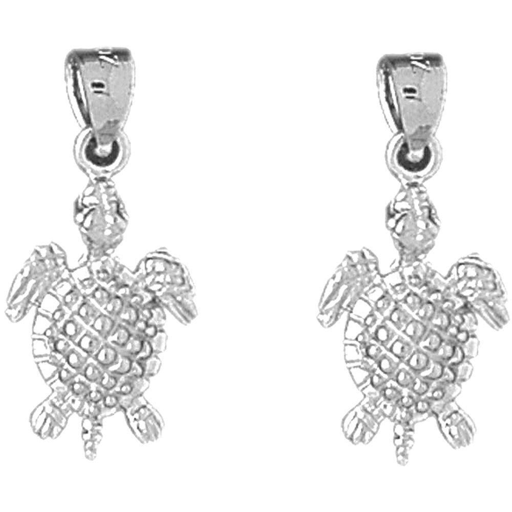 Sterling Silver 25mm Turtles Earrings