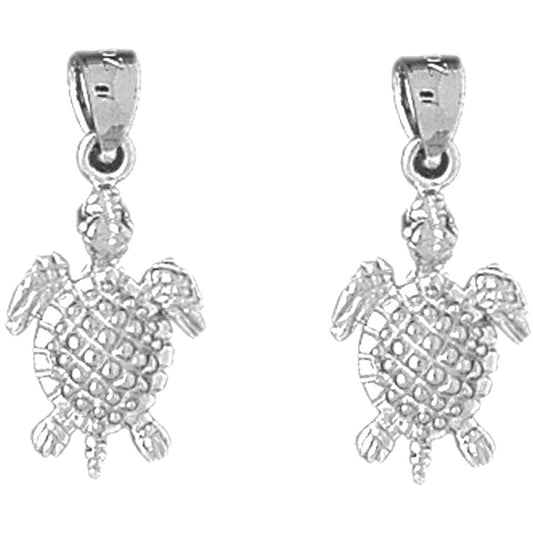 Sterling Silver 25mm Turtles Earrings