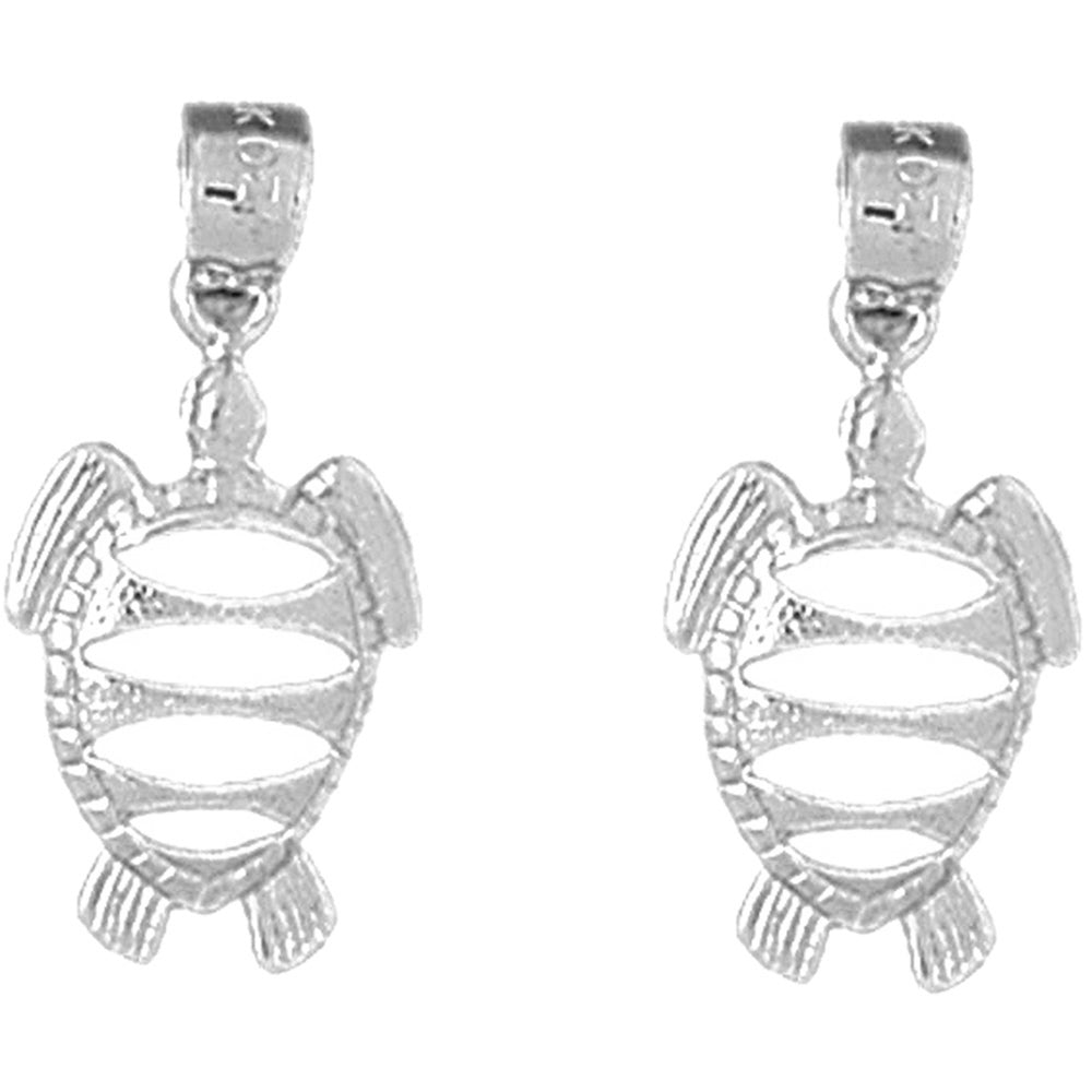 Sterling Silver 24mm Turtles Earrings
