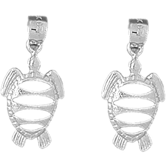 Sterling Silver 24mm Turtles Earrings