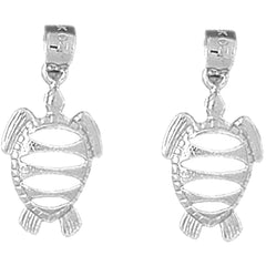 Sterling Silver 24mm Turtles Earrings
