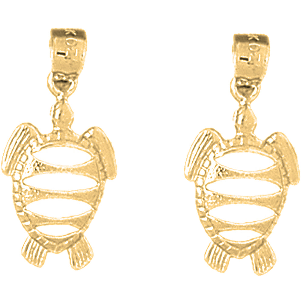 14K or 18K Gold 24mm Turtles Earrings