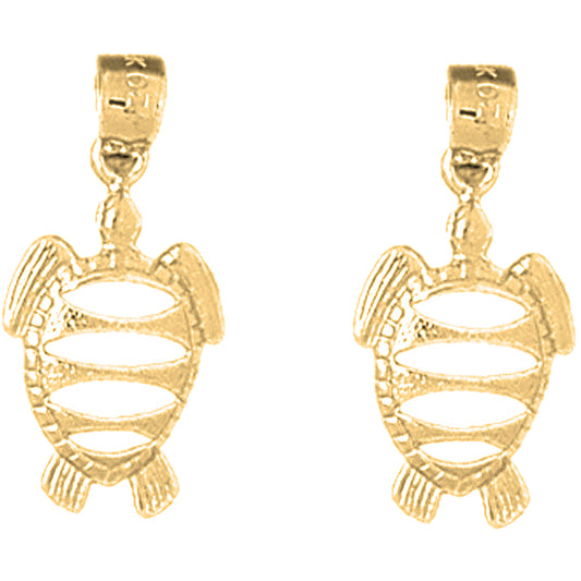 14K or 18K Gold 24mm Turtles Earrings