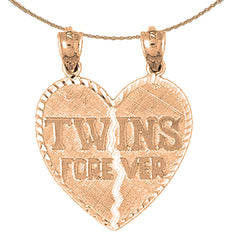 10K, 14K or 18K Gold Twins Forever Pendant