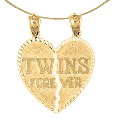 10K, 14K or 18K Gold Twins Forever Pendant