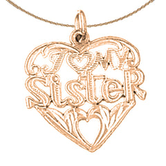 14K or 18K Gold I Love My Sister Pendant