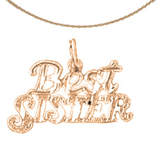 14K oder 18K Gold Anhänger „Beste Schwester“