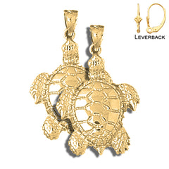Pendientes Tortugas de Oro de 14K o 18K de 33mm