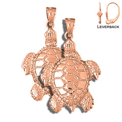 Pendientes Tortugas de Oro de 14K o 18K de 33mm
