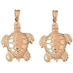 14K or 18K Gold 33mm Turtles Earrings
