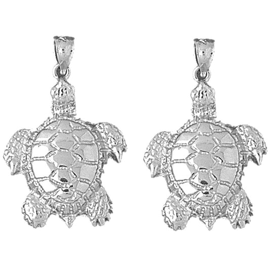 Sterling Silver 33mm Turtles Earrings