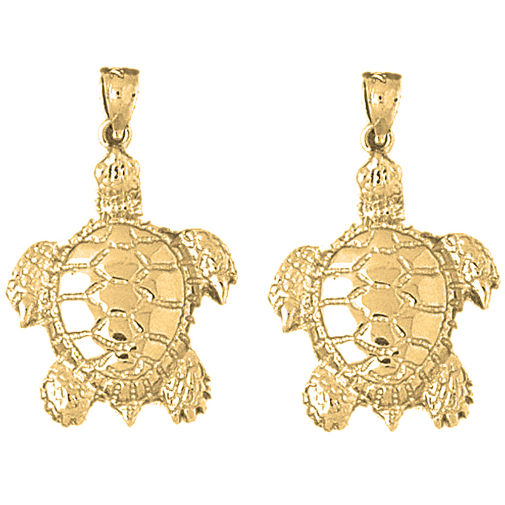 Yellow Gold-plated Silver 33mm Turtles Earrings