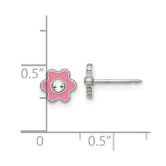 Inverness Stainless Steel Enamel Swarovski Crystal Flower Post Earrings