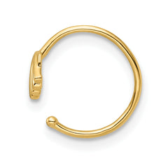 14K Yellow Gold 20 Gauge Scallop Shell Nose Ring Ear Cuff