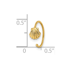 14K Yellow Gold 20 Gauge Scallop Shell Nose Ring Ear Cuff