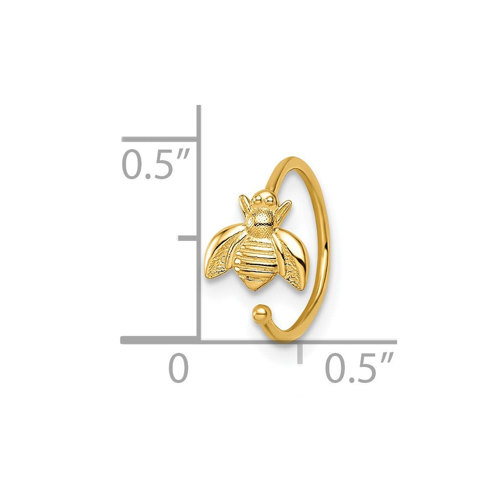 14K Yellow Gold 18 Gauge Bumble Bee Nose Ring Ear Cuff
