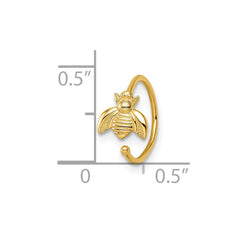 14K Yellow Gold 18 Gauge Bumble Bee Nose Ring Ear Cuff