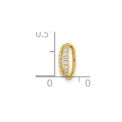 14K Yellow Gold 18 Gauge Double Row Beaded & CZ Nose Ring Ear Cuff