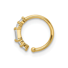 14K Yellow Gold 20 Gauge CZ Nose Ring Ear Cuff
