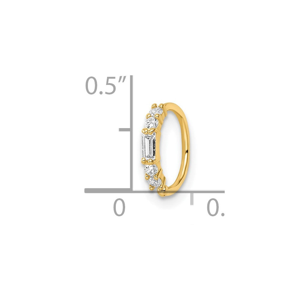 14K Yellow Gold 20 Gauge CZ Nose Ring Ear Cuff