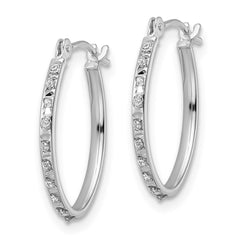14K White Gold Diamond Fascination Oval Hoop Earrings