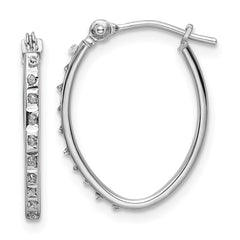 14K White Gold Diamond Fascination Oval Hoop Earrings
