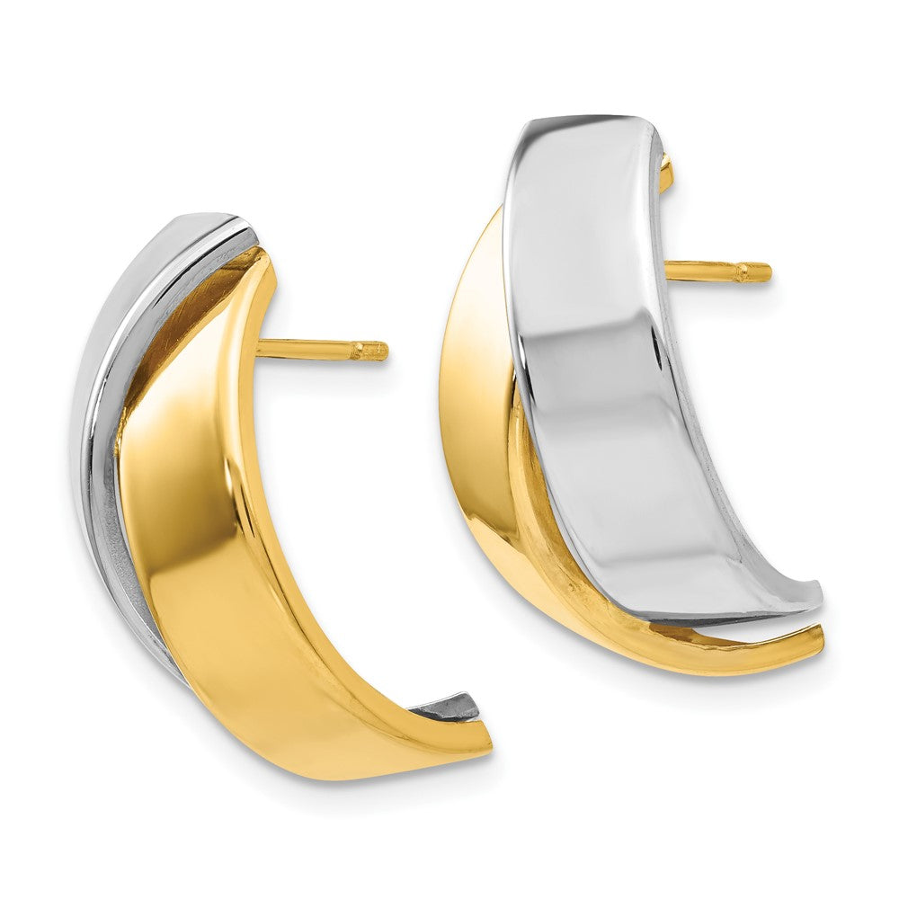 14K Two-Tone Gold Polished Post Earrings