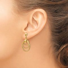 14K Yellow Gold Polished and Textured Intertwined Circle Post Earrings