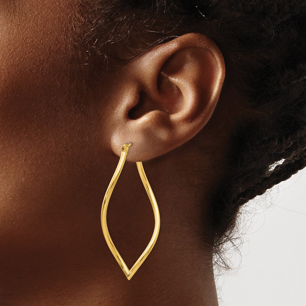 14K Yellow Gold Fancy Tube Hoop Earrings