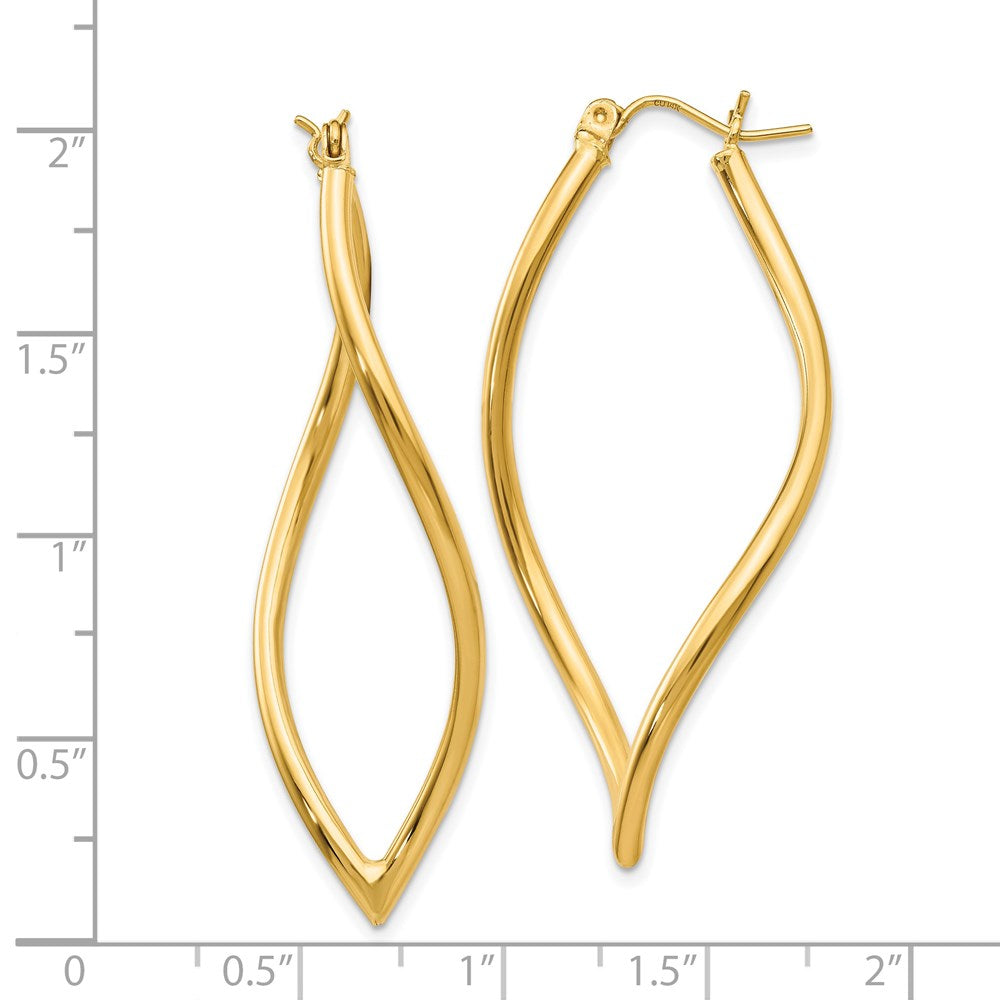 14K Yellow Gold Fancy Tube Hoop Earrings