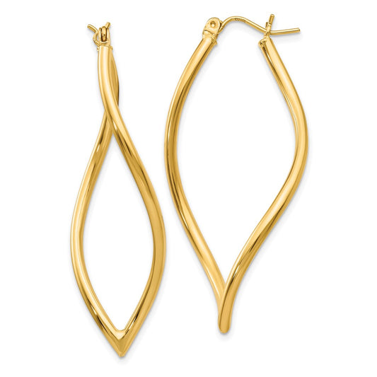 14K Yellow Gold Fancy Tube Hoop Earrings