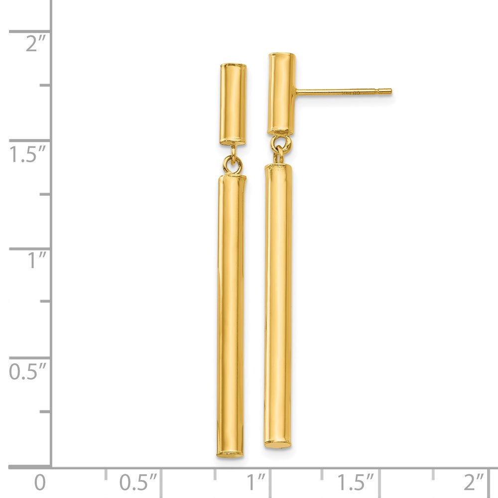 14K Yellow Gold Fancy Dangle Round Tube Earrings