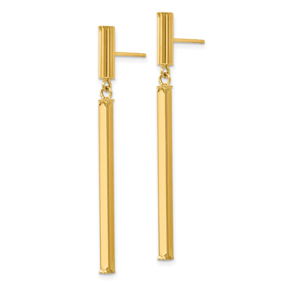 14K Yellow Gold Fancy Squared Post Dangle Earrings