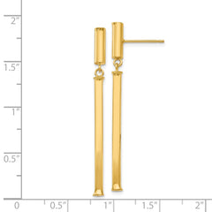 14K Yellow Gold Fancy Squared Post Dangle Earrings