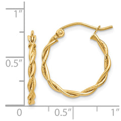 14K Yellow Gold Polished 2.25mm Twisted Hoop Earrings