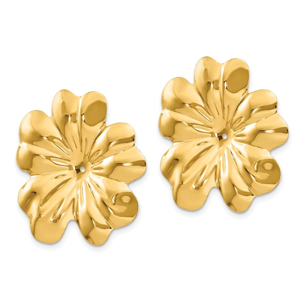 14K Yellow Gold Polished Floral Earrings Jackets