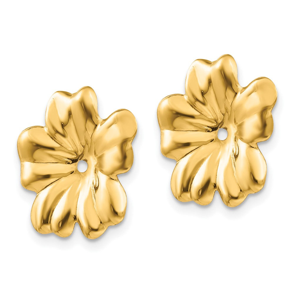 14K Yellow Gold Polished Floral Earrings Jackets