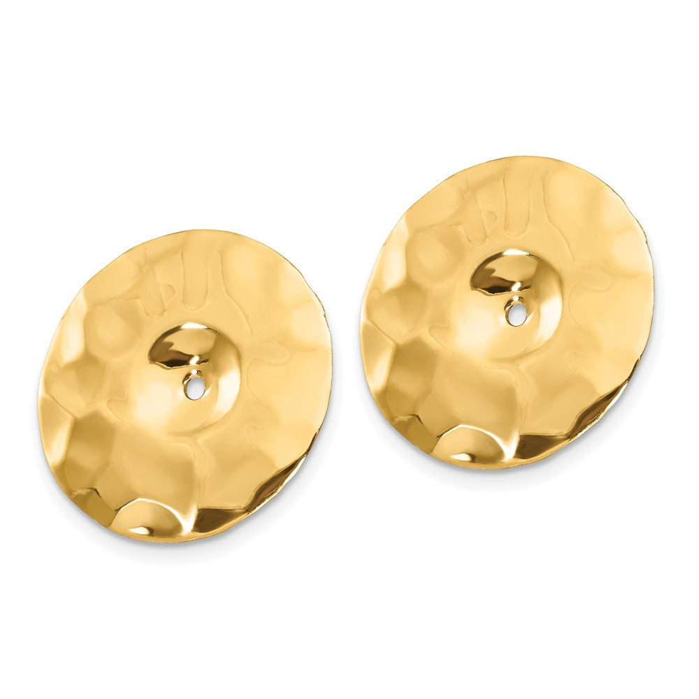 14K Yellow Gold Polished Hammered Disc Earrings Jackets