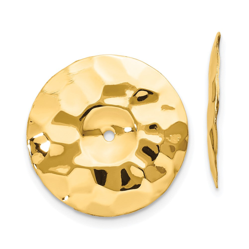 14K Yellow Gold Polished Hammered Disc Earrings Jackets