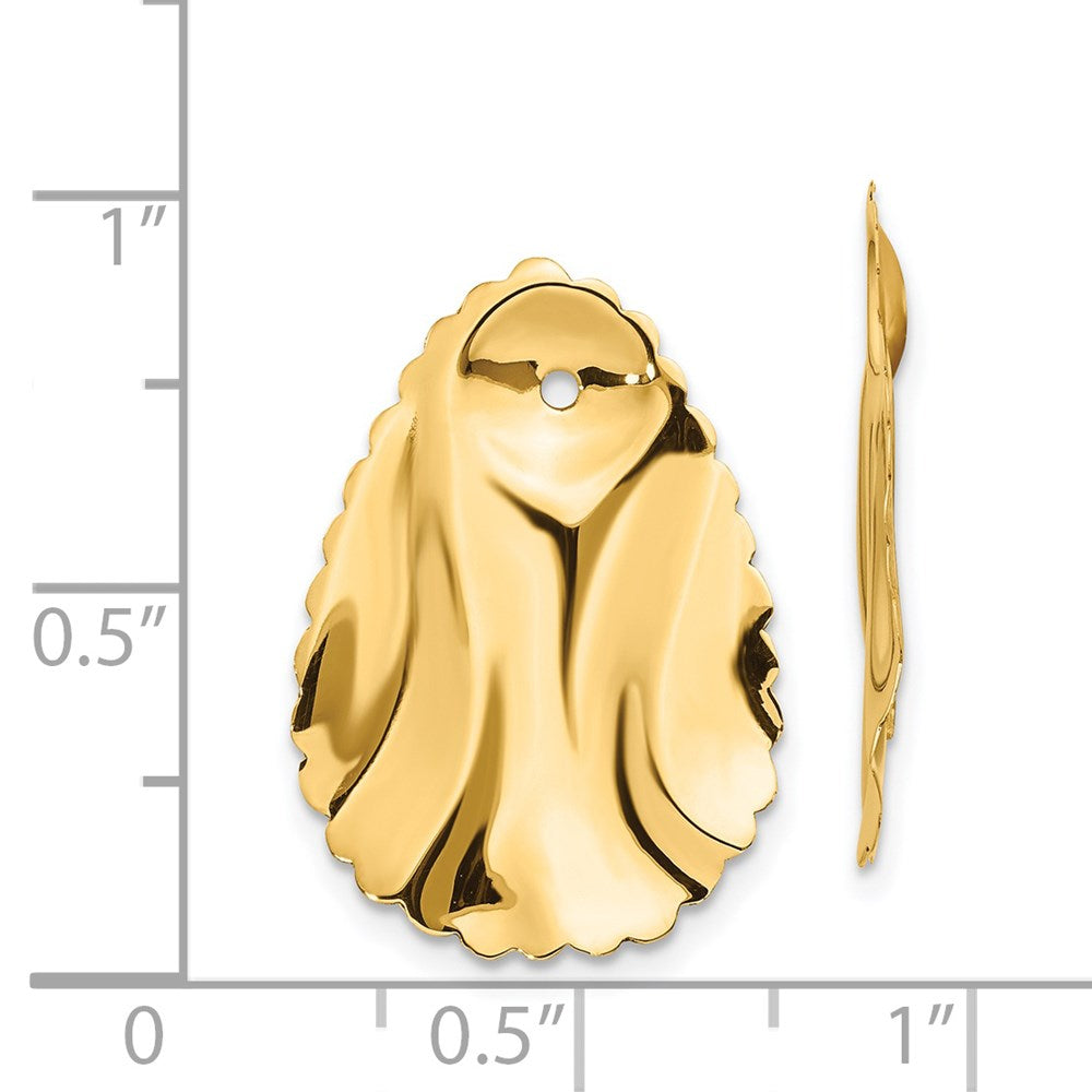 14K Yellow Gold Polished Hammered Oval Earrings Jackets