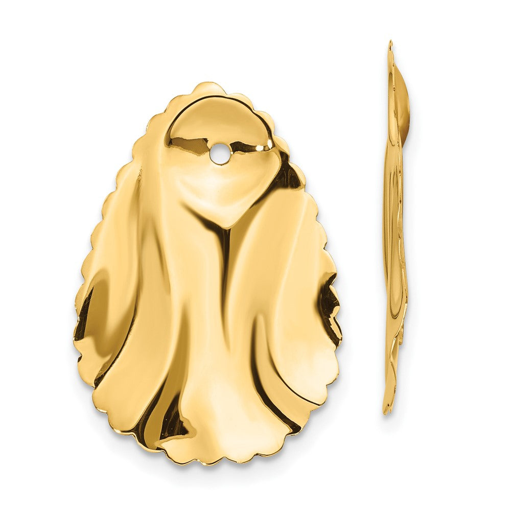 14K Yellow Gold Polished Hammered Oval Earrings Jackets