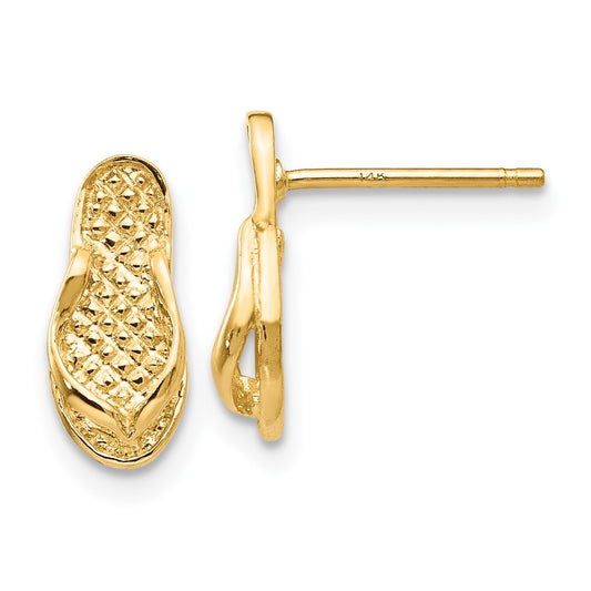 14K Yellow Gold Flip Flop Earrings