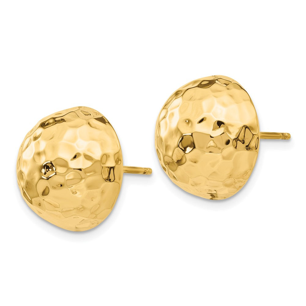 14K Yellow Gold Hammered Half Ball Post Earrings